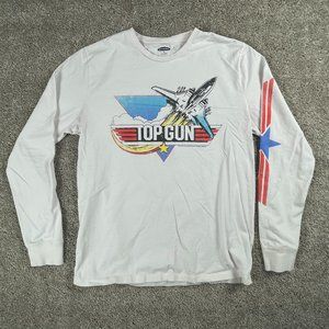 Top Gun Old Navy Shirt Men's Medium White Graphic Simple Everyday Dadcore Retro